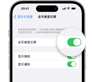 塔洋镇苹果15预约维修分享iPhone15如何设置全天候显示屏幕可见 